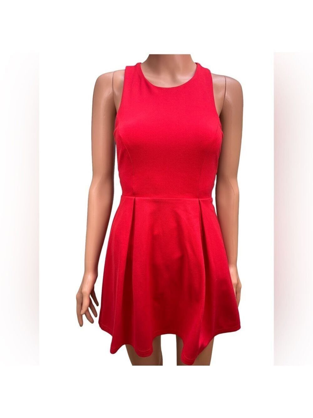 Lulu's Vibrant Red Sleeveless Mini Skater Dress XS